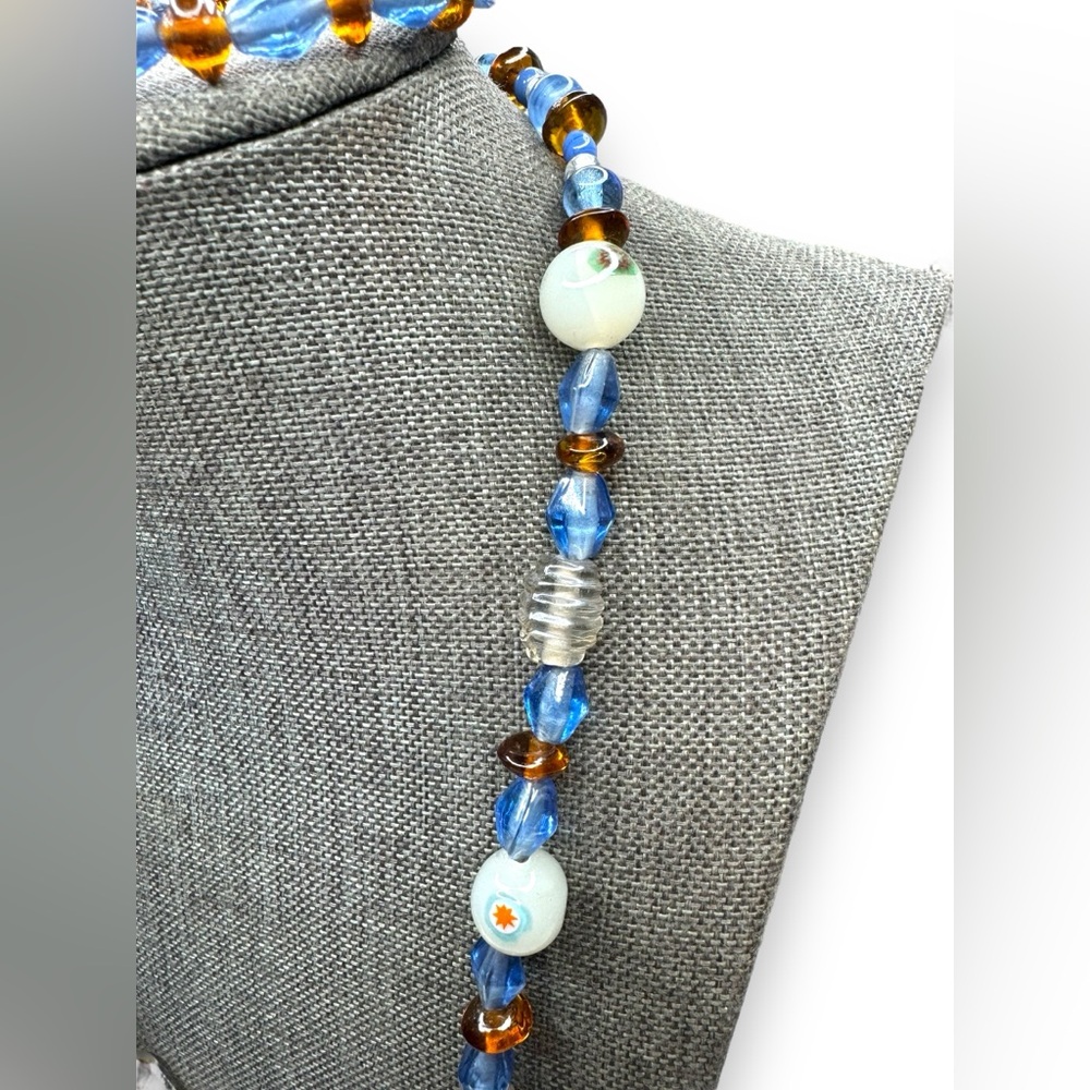 Upcycled Art Glass Necklace Bracelet Set - Picture 4 of 5